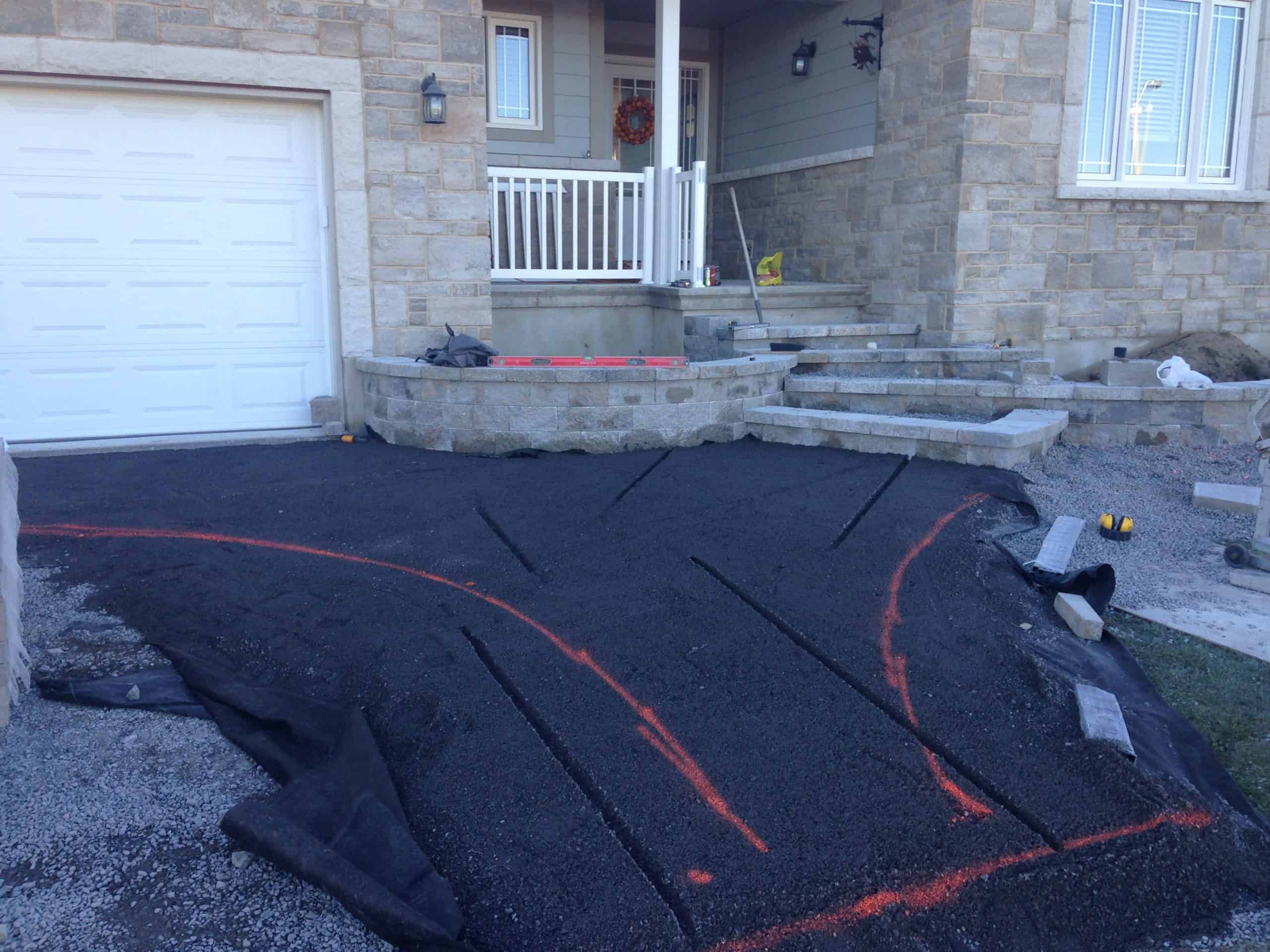Interlock pavers organized during a relaying project