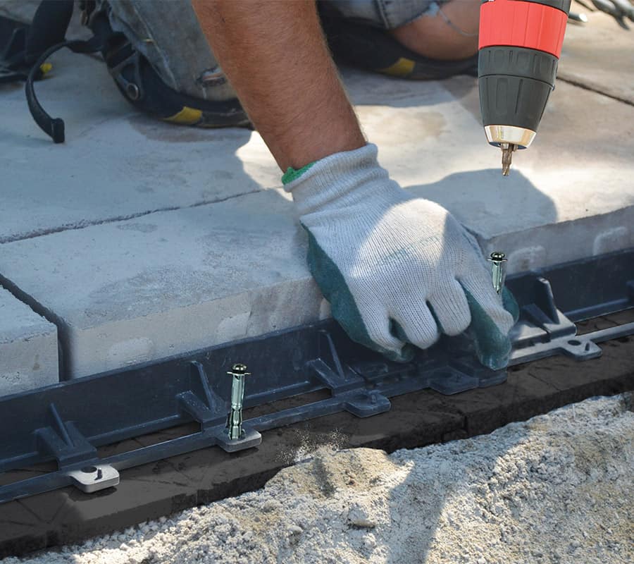 Interlock edge support being prepared for repair