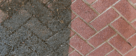 Controlled pressure washing on interlock pavers
